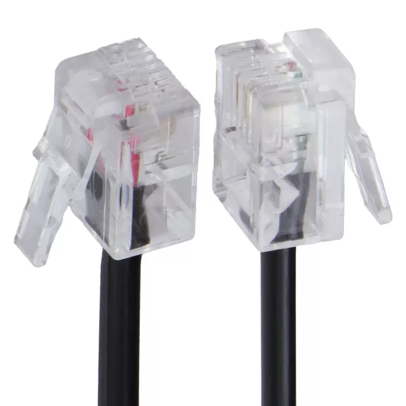 (10-Foot) RJ11 Universal Telephone Extension Flat Cord - Black