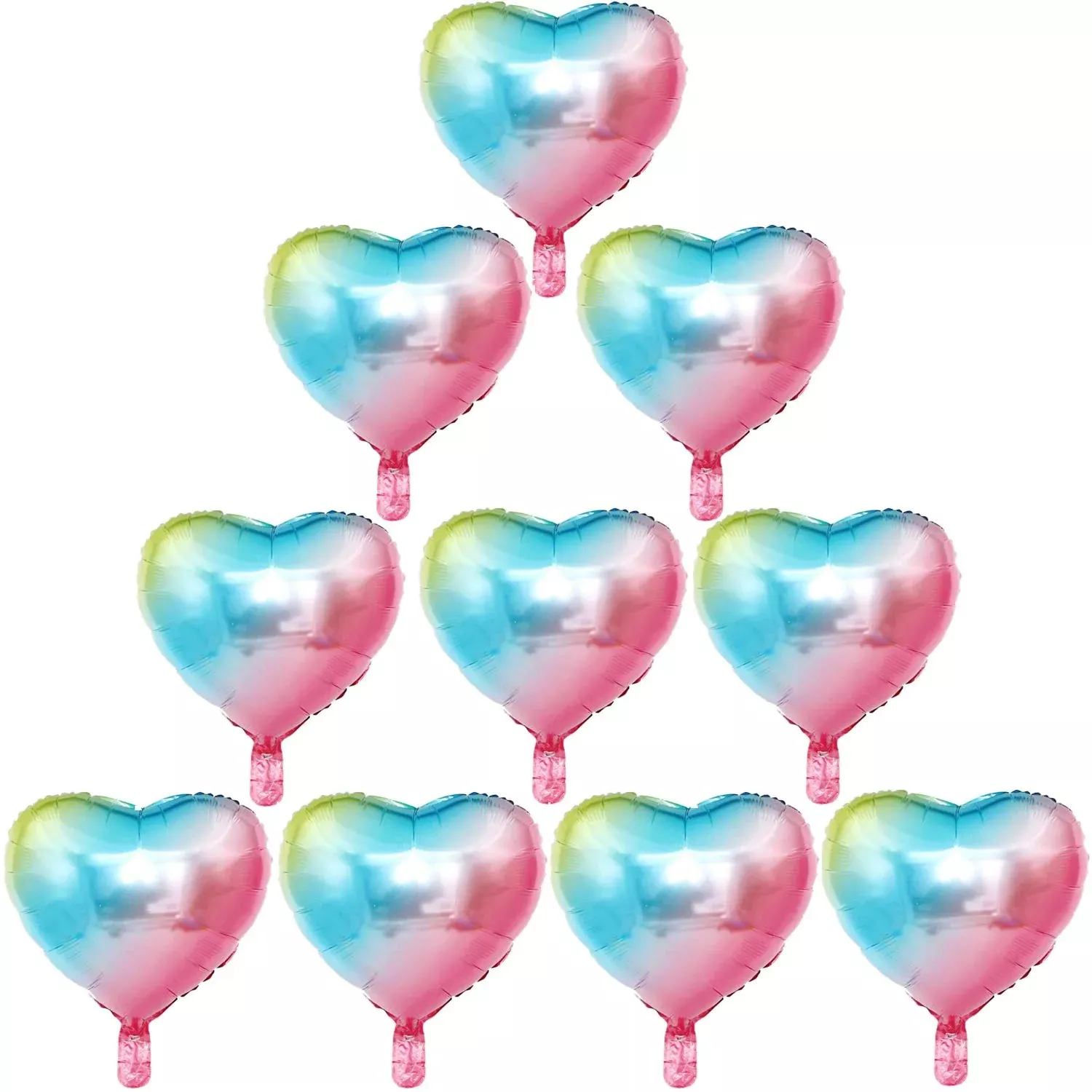 [10 Pack] Heart Shape Foil Balloons, 18'' Mylar Balloons Aluminum Foil