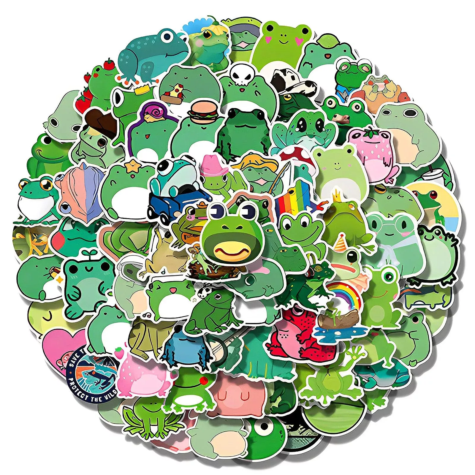 100Pcs Frog Stickers, Cute Frog Stickers For Water Bottles, Waterproof