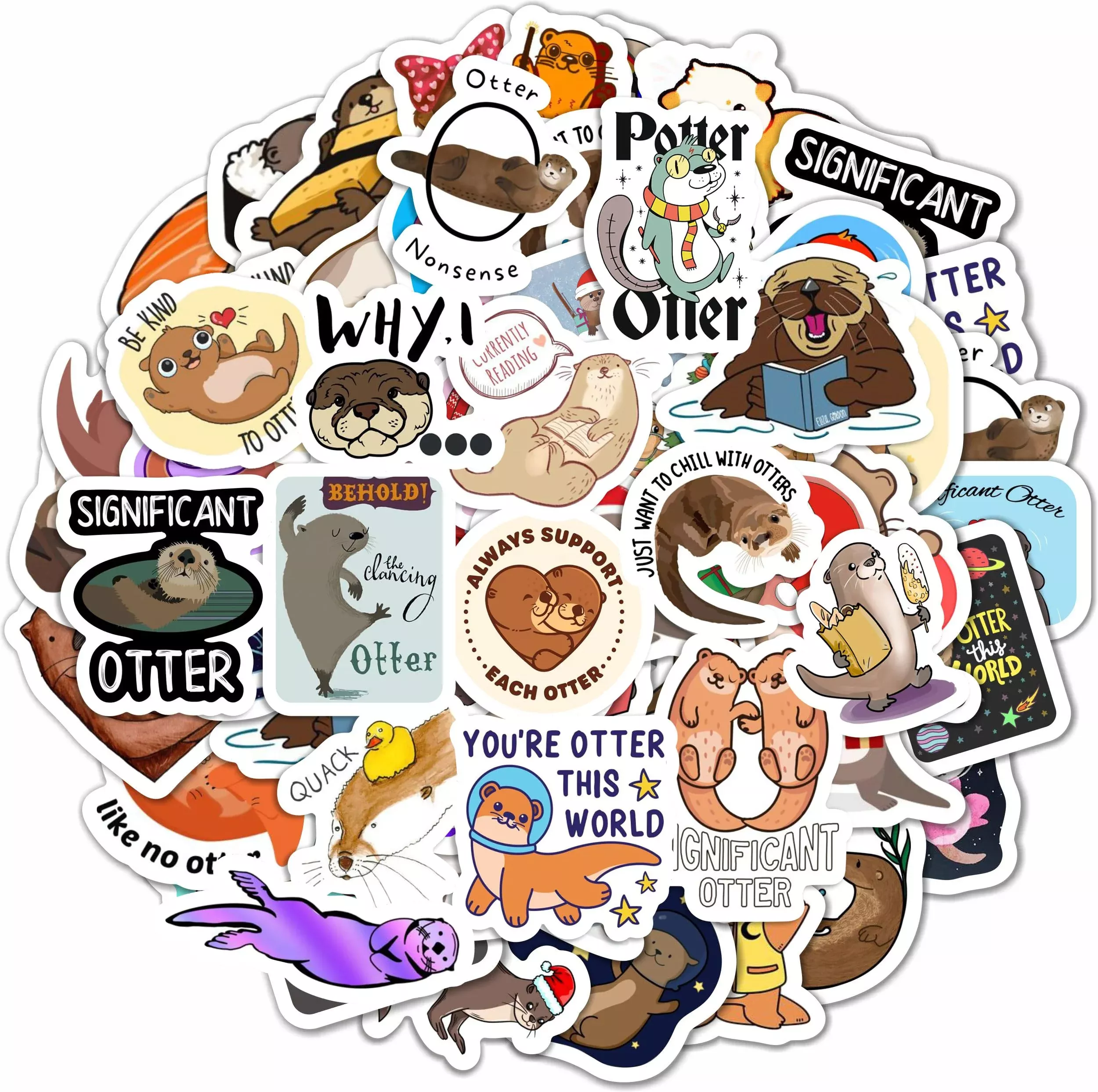 100Pcs Sea And River Otter Stickers For Laptop And Water Bottle - Otte