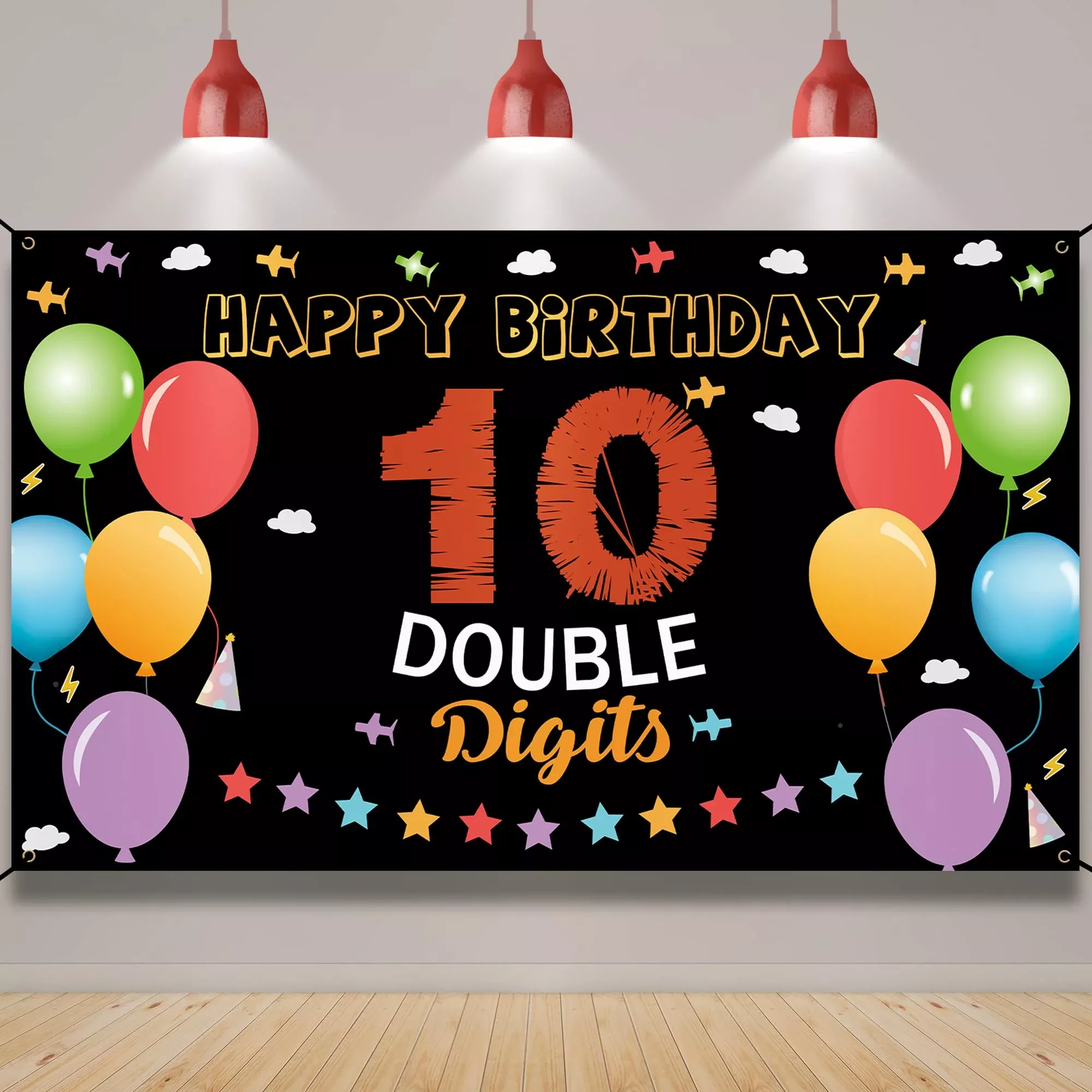 10Th Birthday Backdrop Banner, Happy 10Th Birthday Decorations, Kids 1