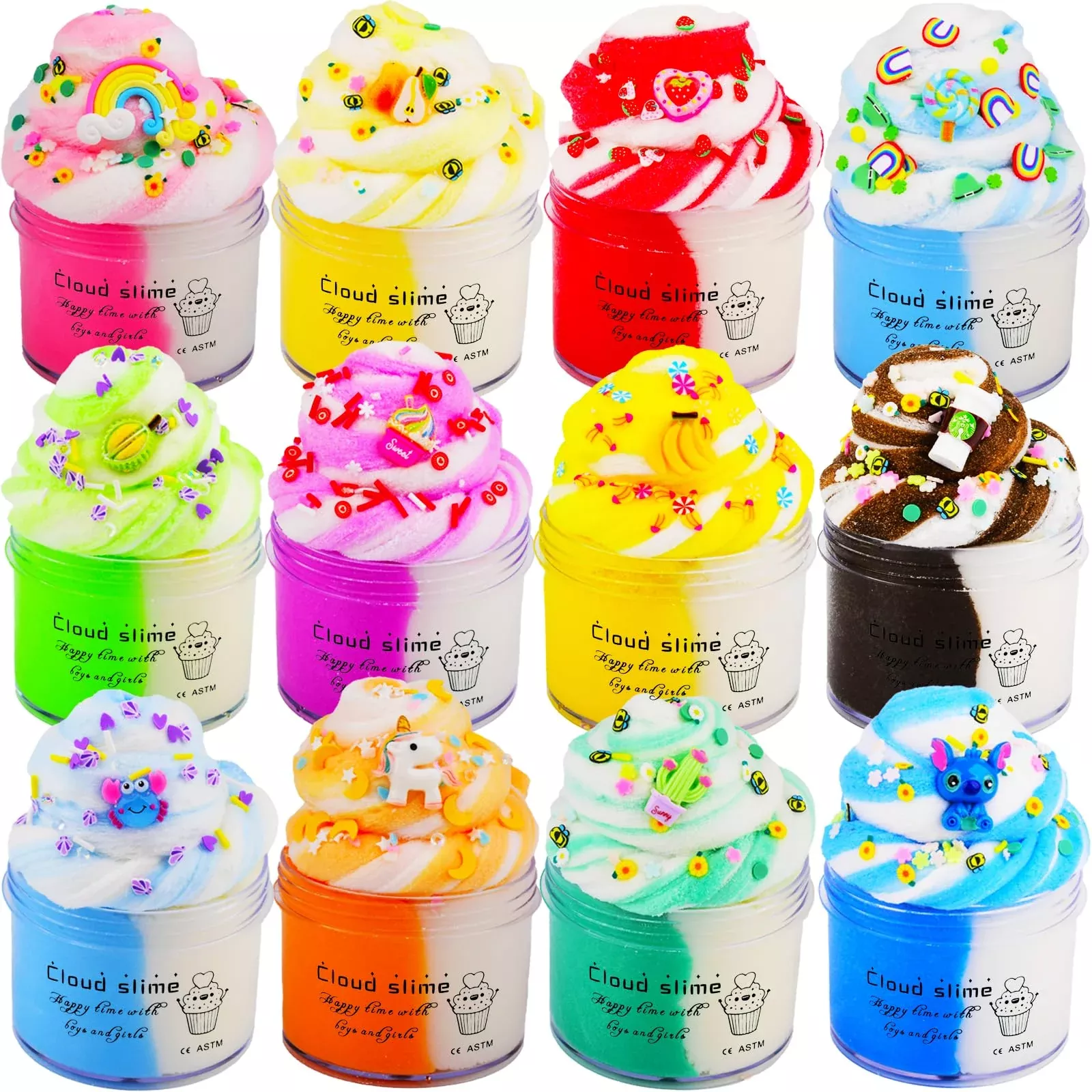 12 Pack Cloud Slime Kit, With 12 Colores Slime Kit And Slime Fun Acces