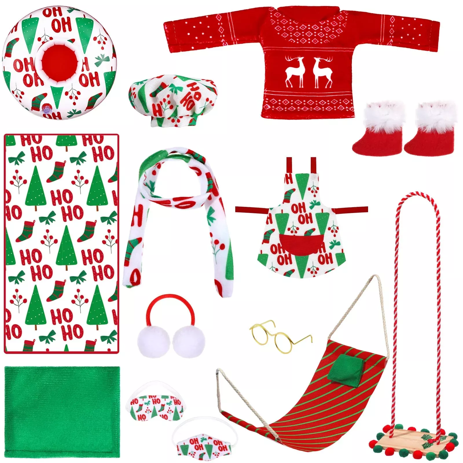12 Pcs Christmas Elf Accessories Kits Include Christmas Doll Sleeping