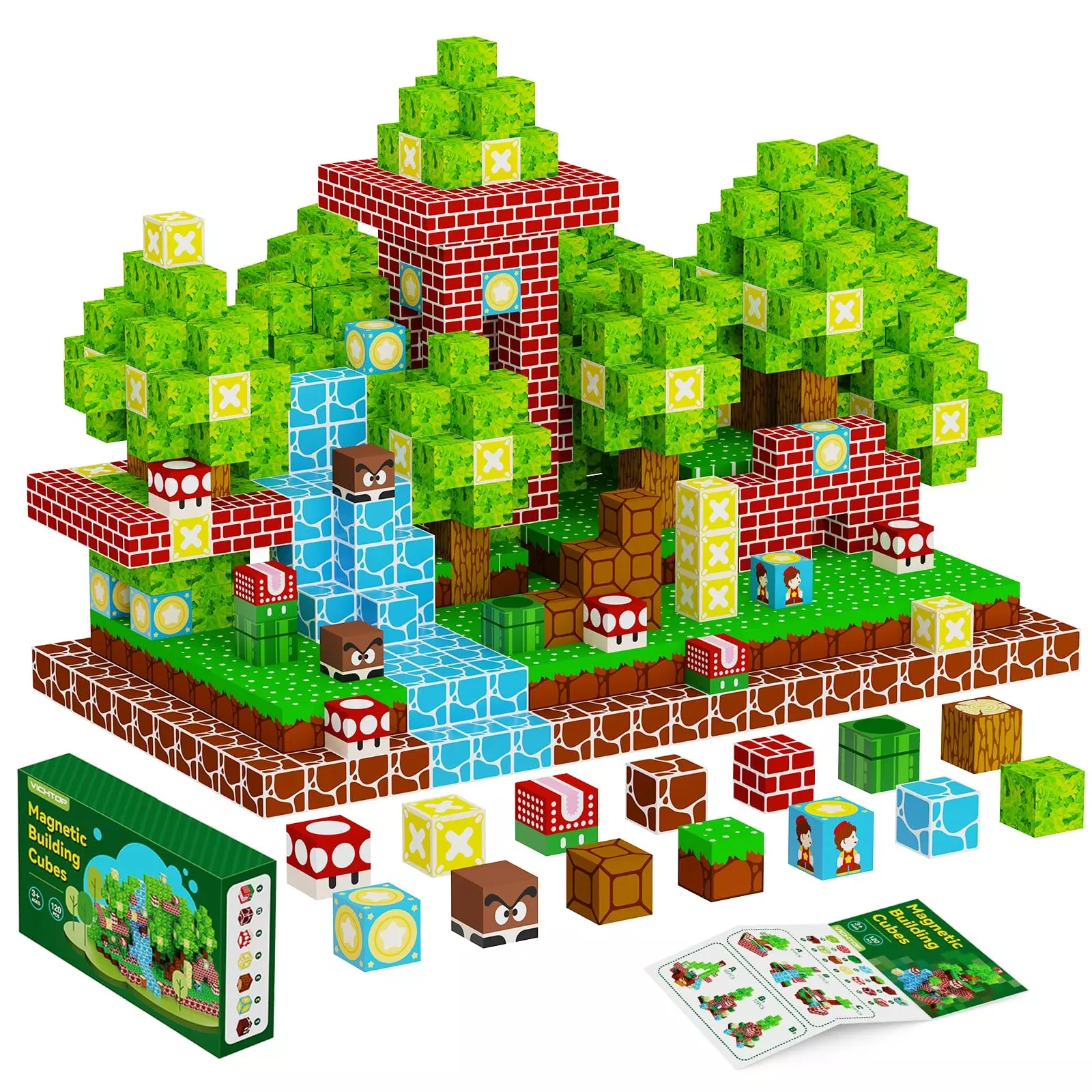 120Pcs Magnetic Blocks - Build Mine Magnet World Set, 1'' Magnetic Cub