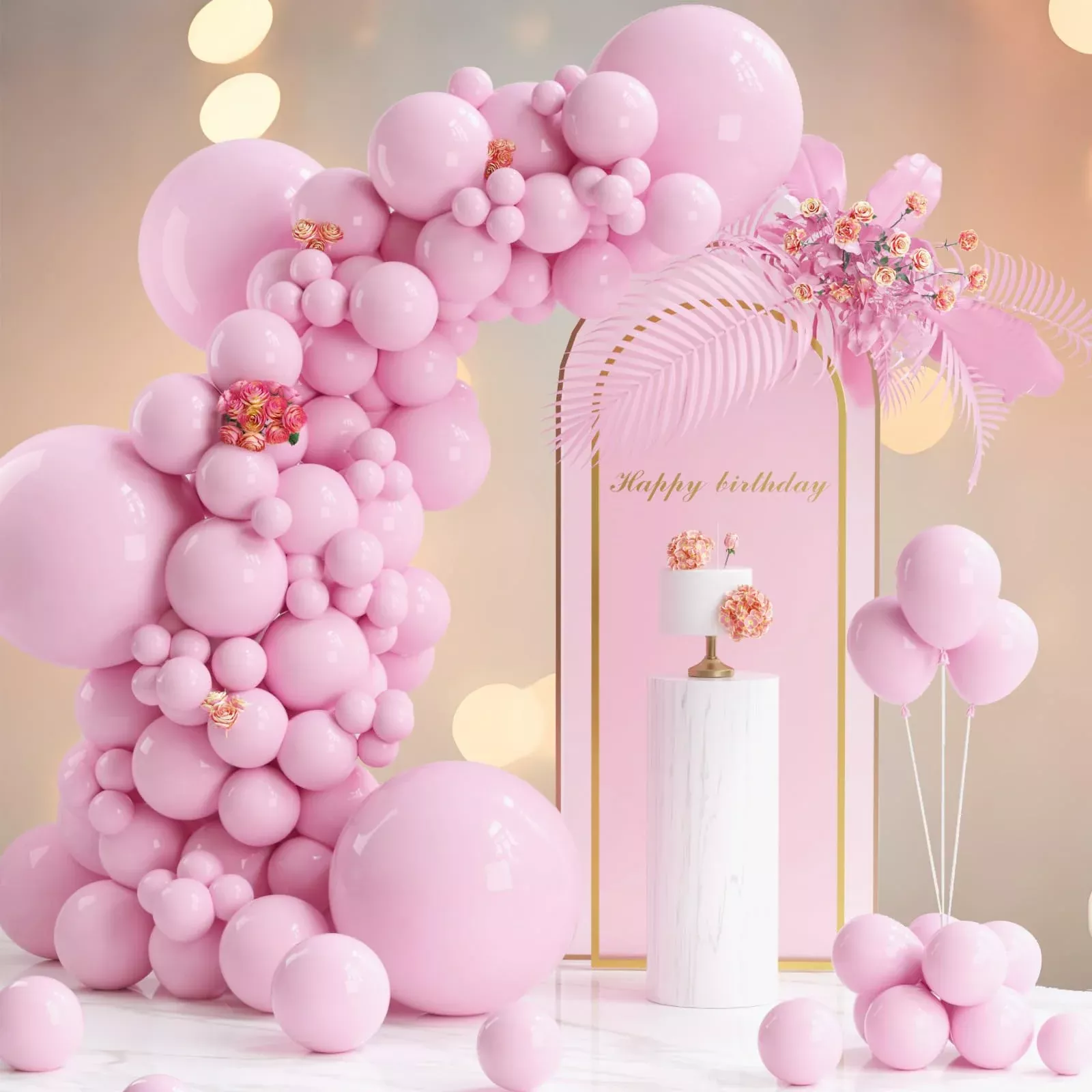 130Pcs Light Pink Balloons Garlands Kit, 18'' 12'' 10'' 5'' Different