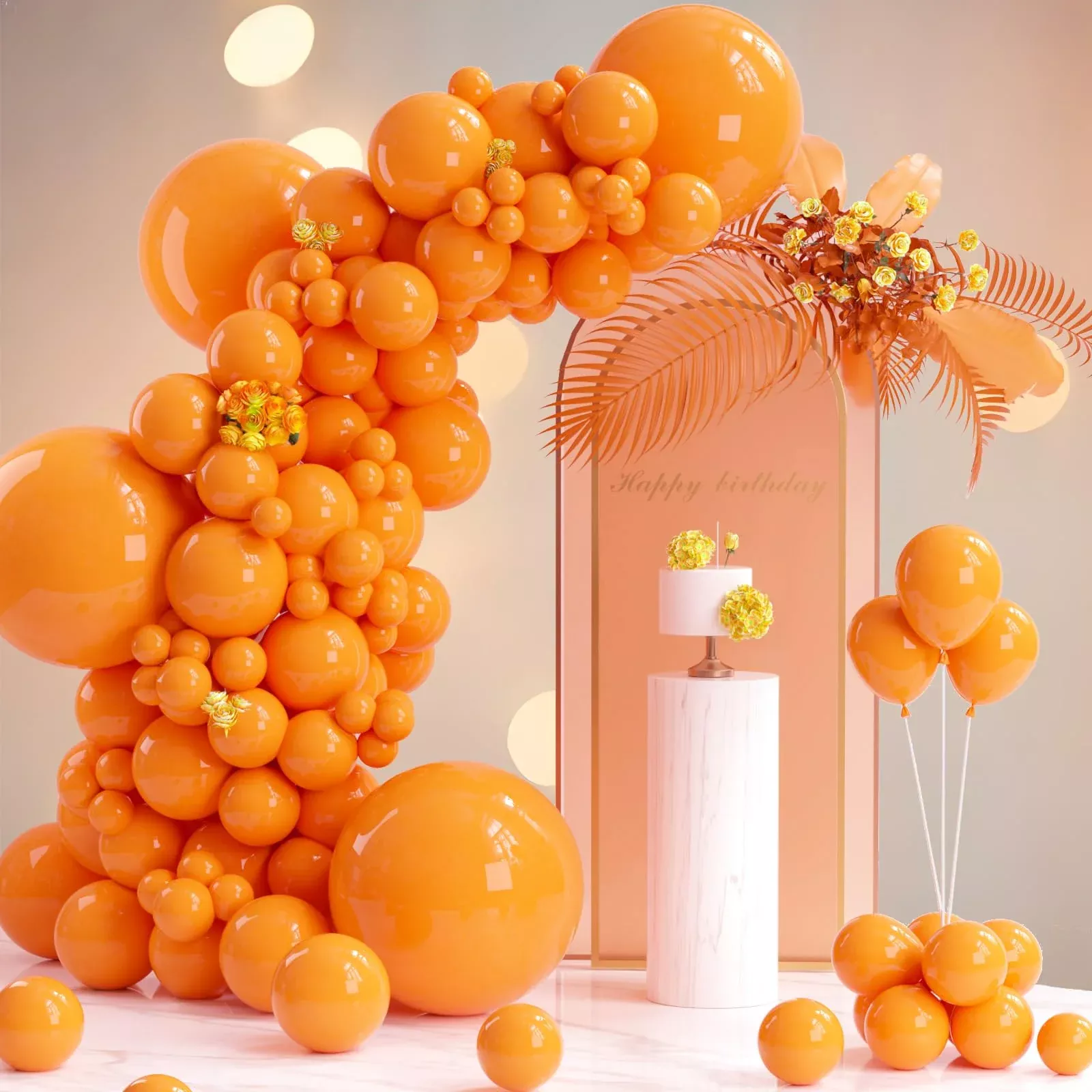 130Pcs Orange Balloons Arch Kit, 18'' 12'' 10'' 5'' Different Sizes Pa