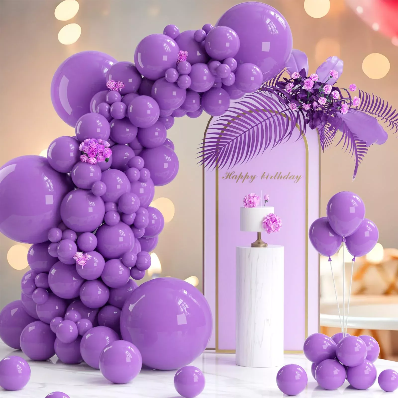 130Pcs Purple Balloons Garlands Kit, 18'' 12'' 10'' 5'' Different Size