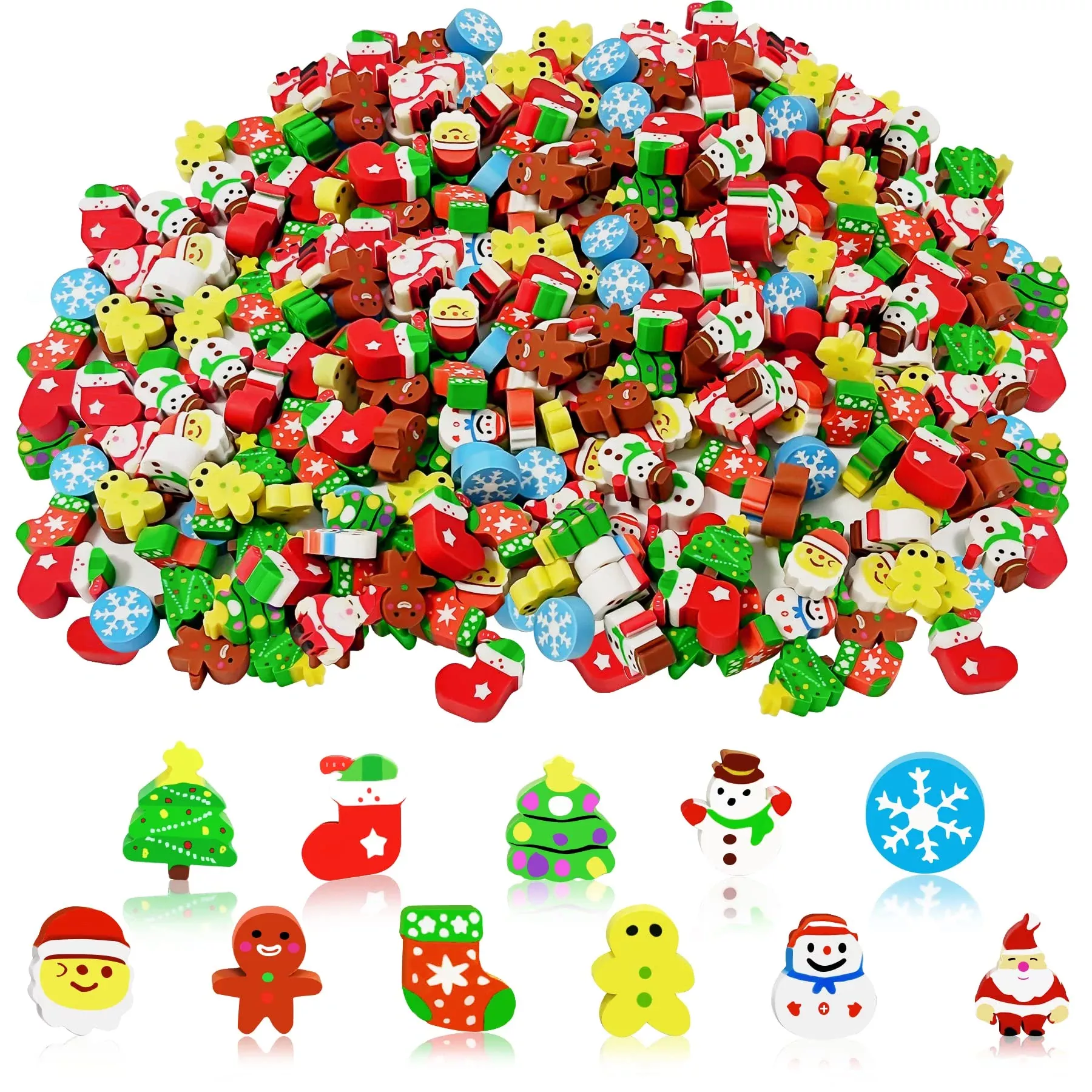 150 Pcs Christmas Mini Erasers For Kids, Cute Small Animal Erasers Bul