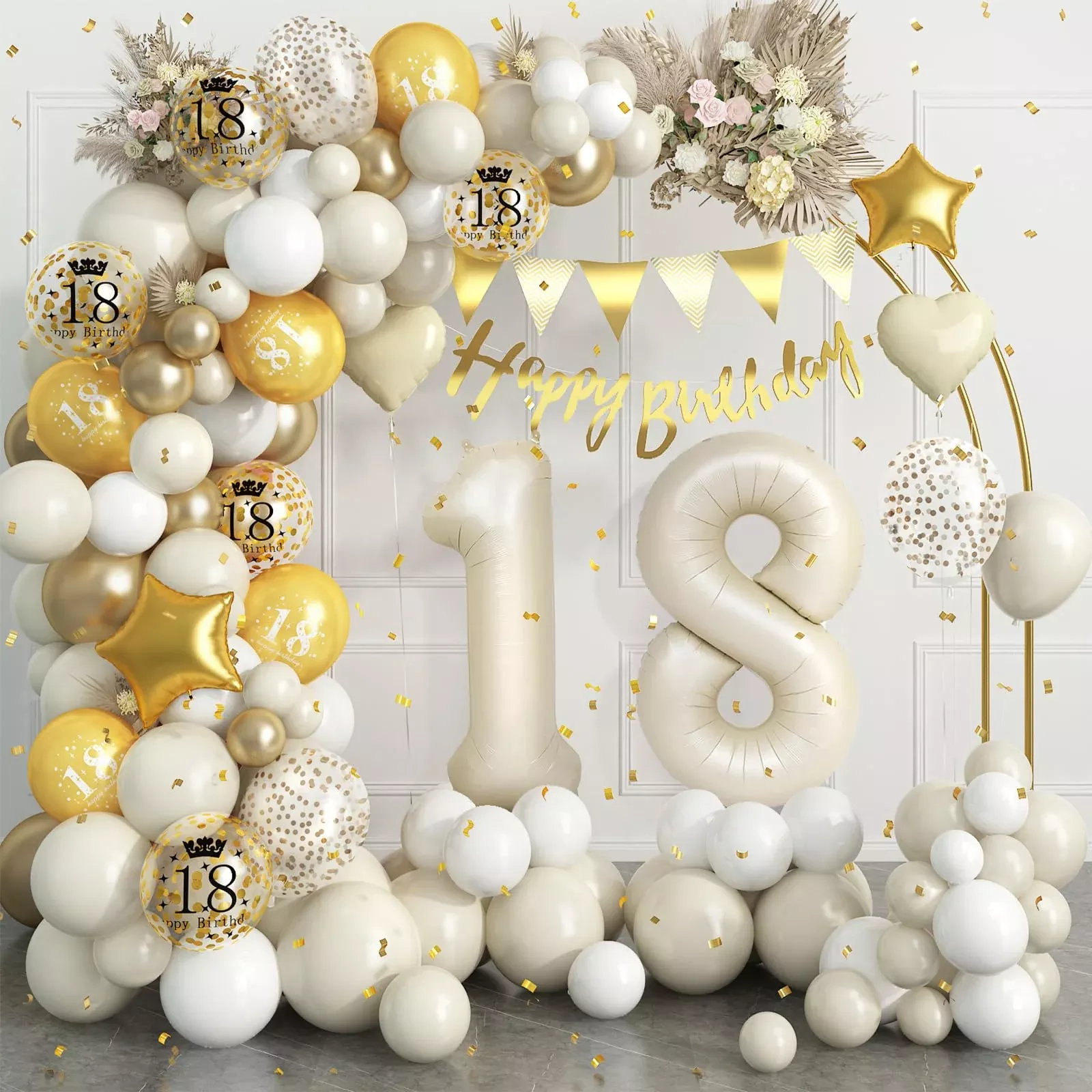 18Th Birthday Decorations For Sand White Gold,18Th Birthday Balloon Ar