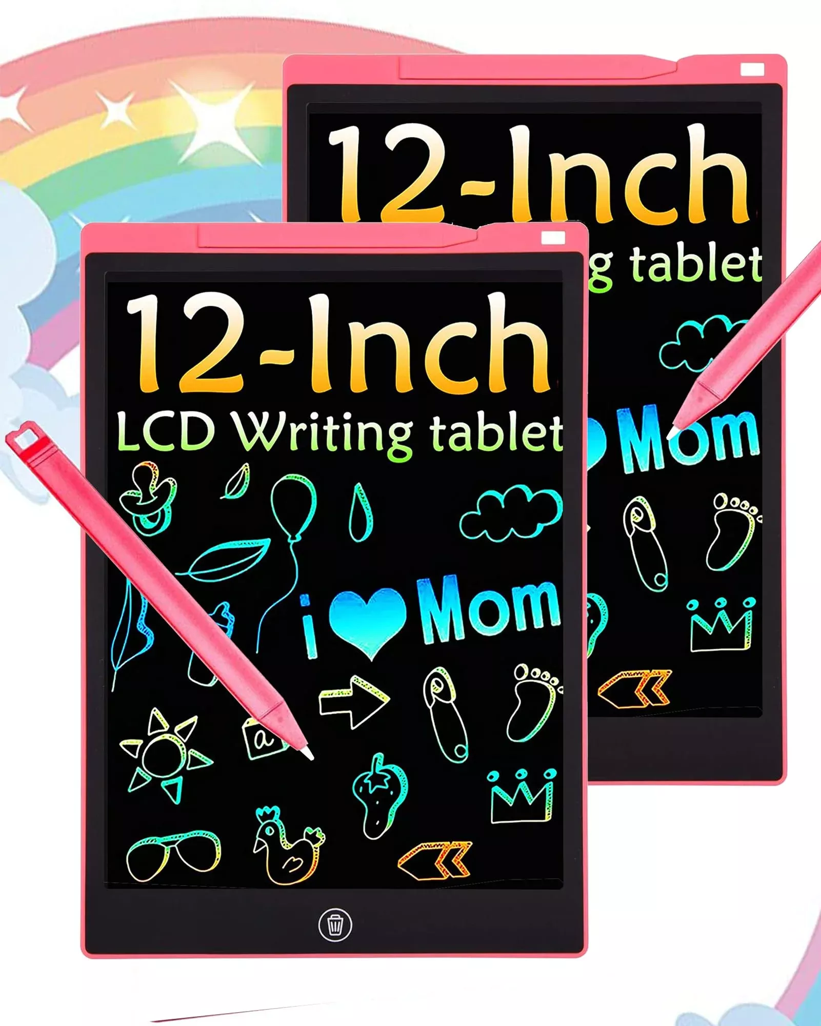 2 Pack Lcd Writing Tablet, 12 Inch Colorful Toddler Drawing Pad Doodle