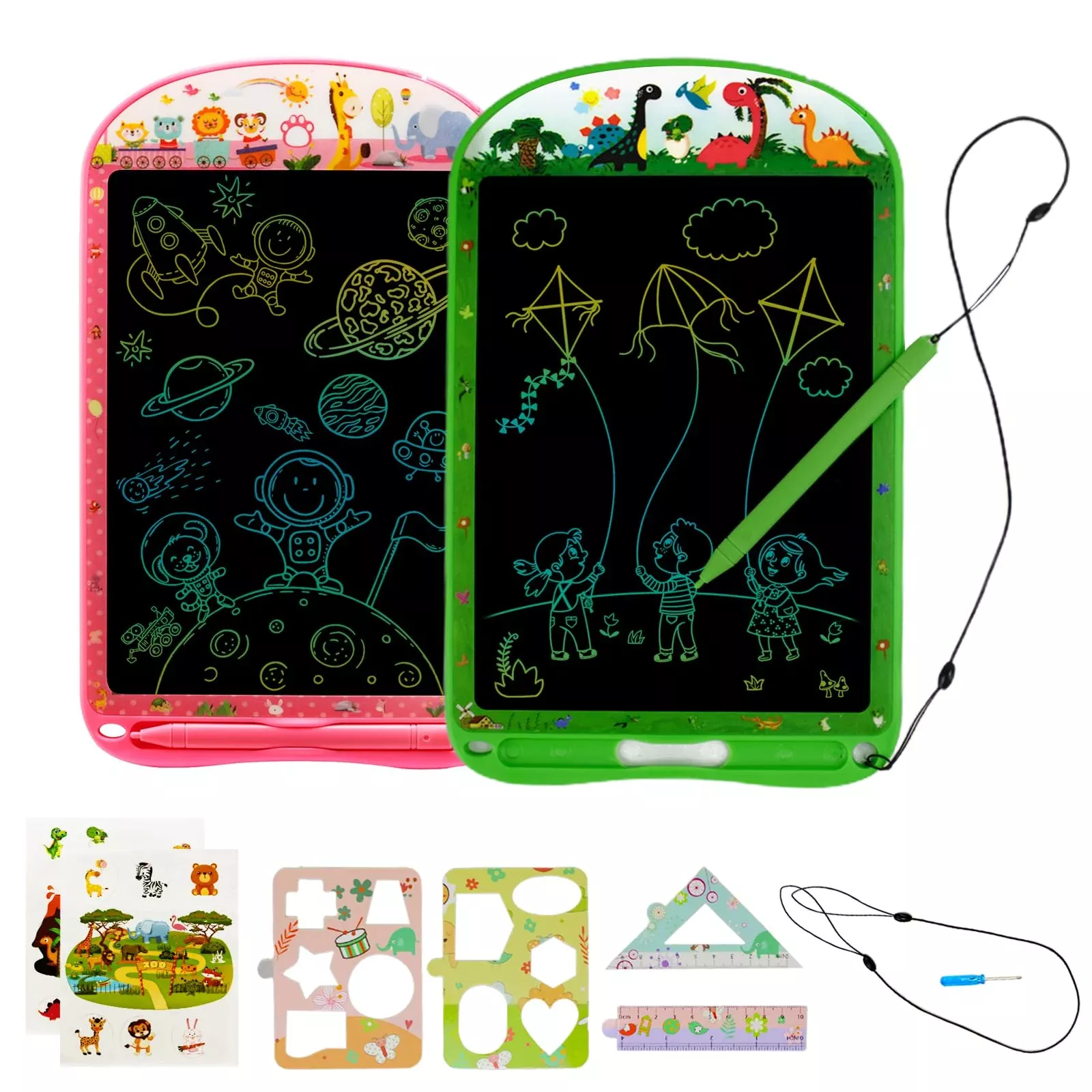 2 Pack Lcd Writing Tablet For Kids,10 Inch Colorful Doodle Board Drawi