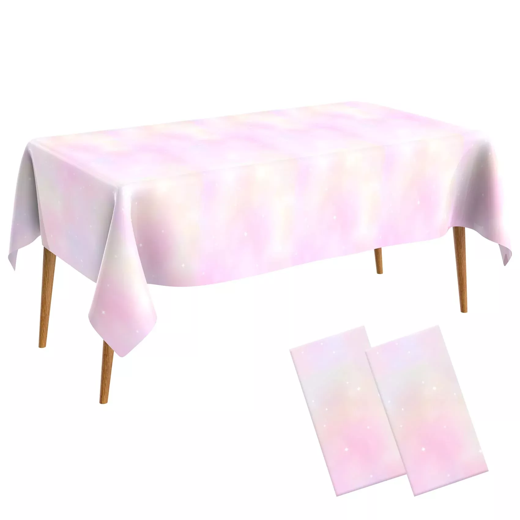 2 Pack Pastel Rainbow Tablecloth Disposable Plastic Table Covers Paste