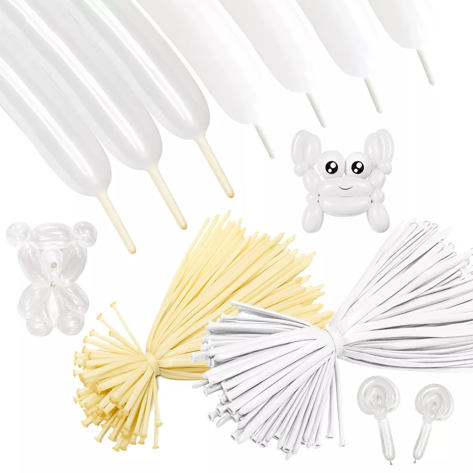 200 Pcs 260 Balloons Long Balloon White And Clear Balloons Twisting An