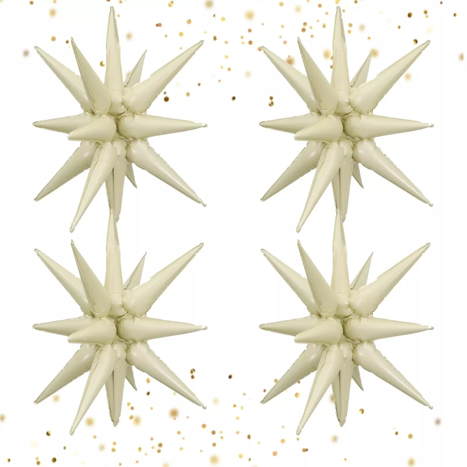 22 Inch Cream Star Balloons, Explosion Star Foil Balloons 4 Pcs, Big A