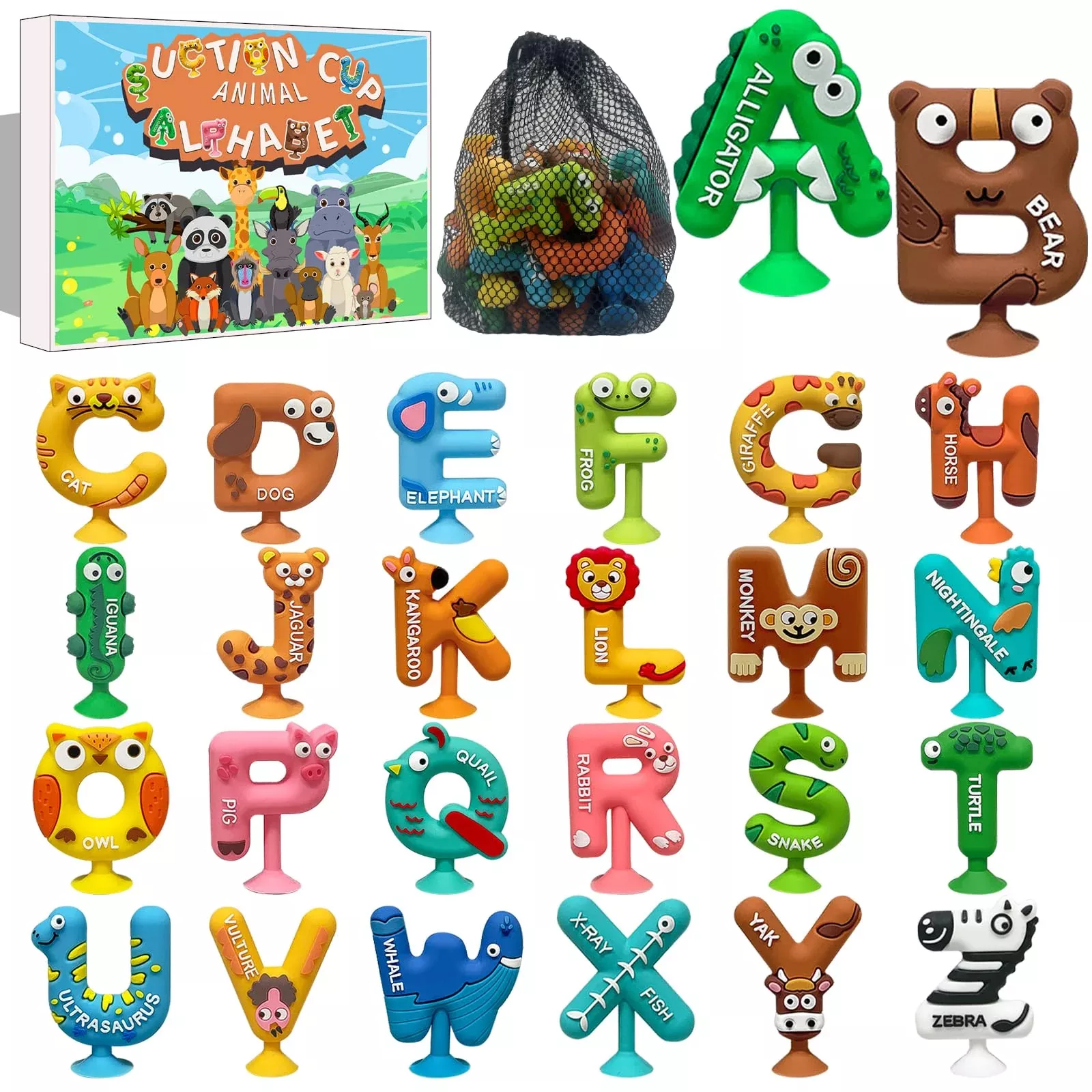 26Pcs Suction Bath Toys, Alphabet Learning Tools, Kids Bath Toys, Part