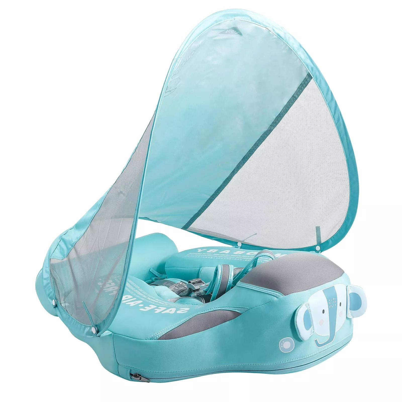 28°C Baby Swimming Float with Canopy - Elephant Green, One Size