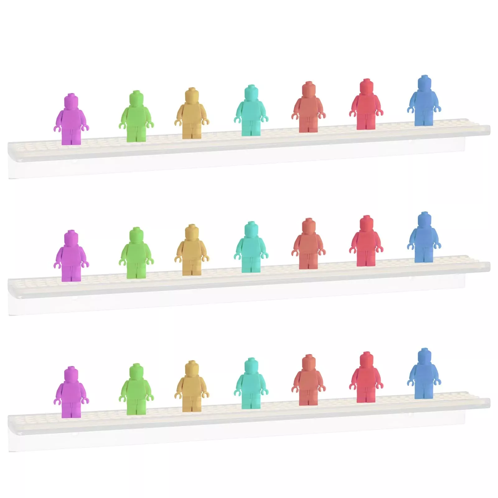 3-Pack Display Shelves For Minifigure - Wall Mount Shelf For Building