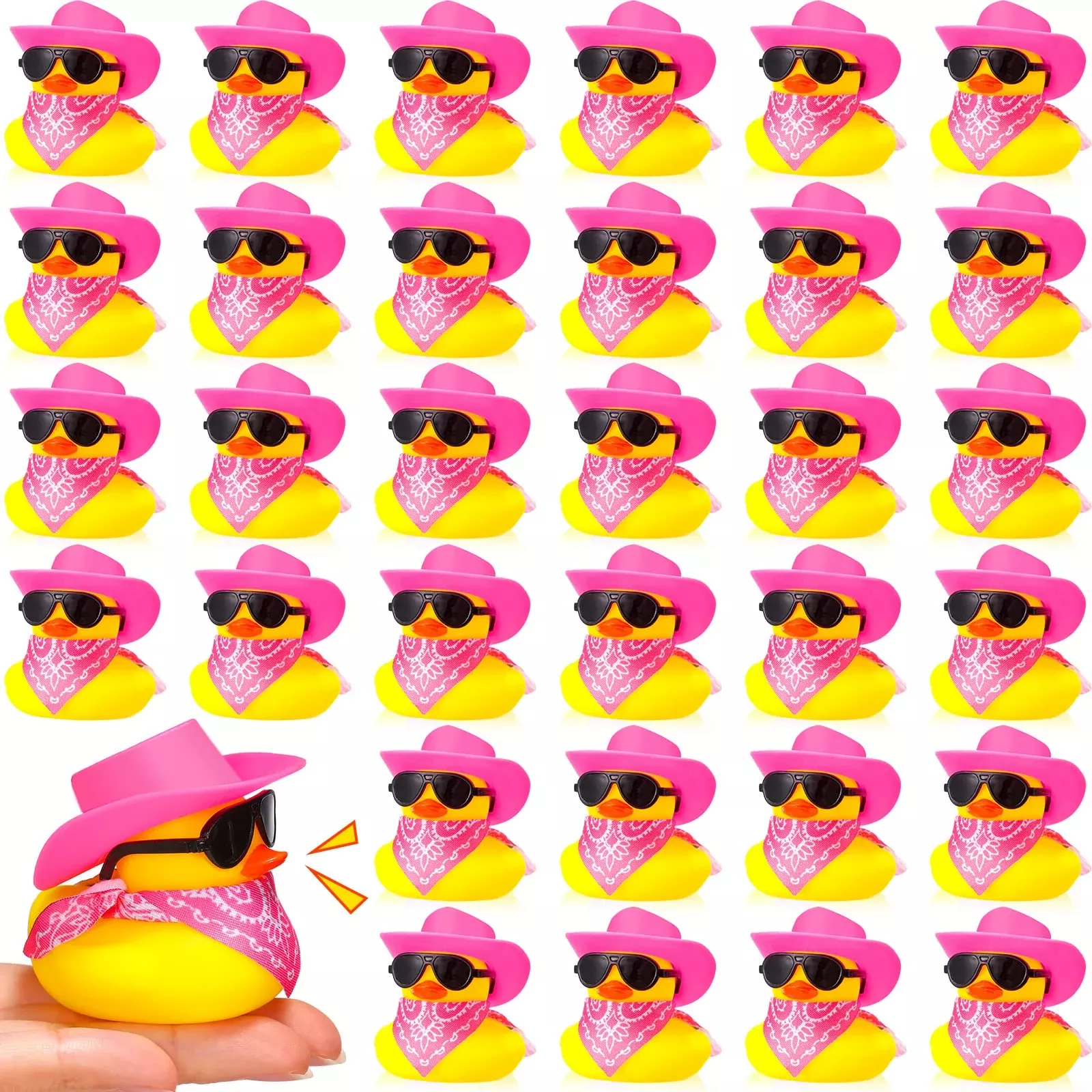 36 Set Cowboy Rubber Duck Mini Yellow Duckies Bath Party Toy Tiny Duck