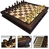 4 Less Co 19'' Large Deluxe Chess Board Game Set Box Inlaid Walnut Woo