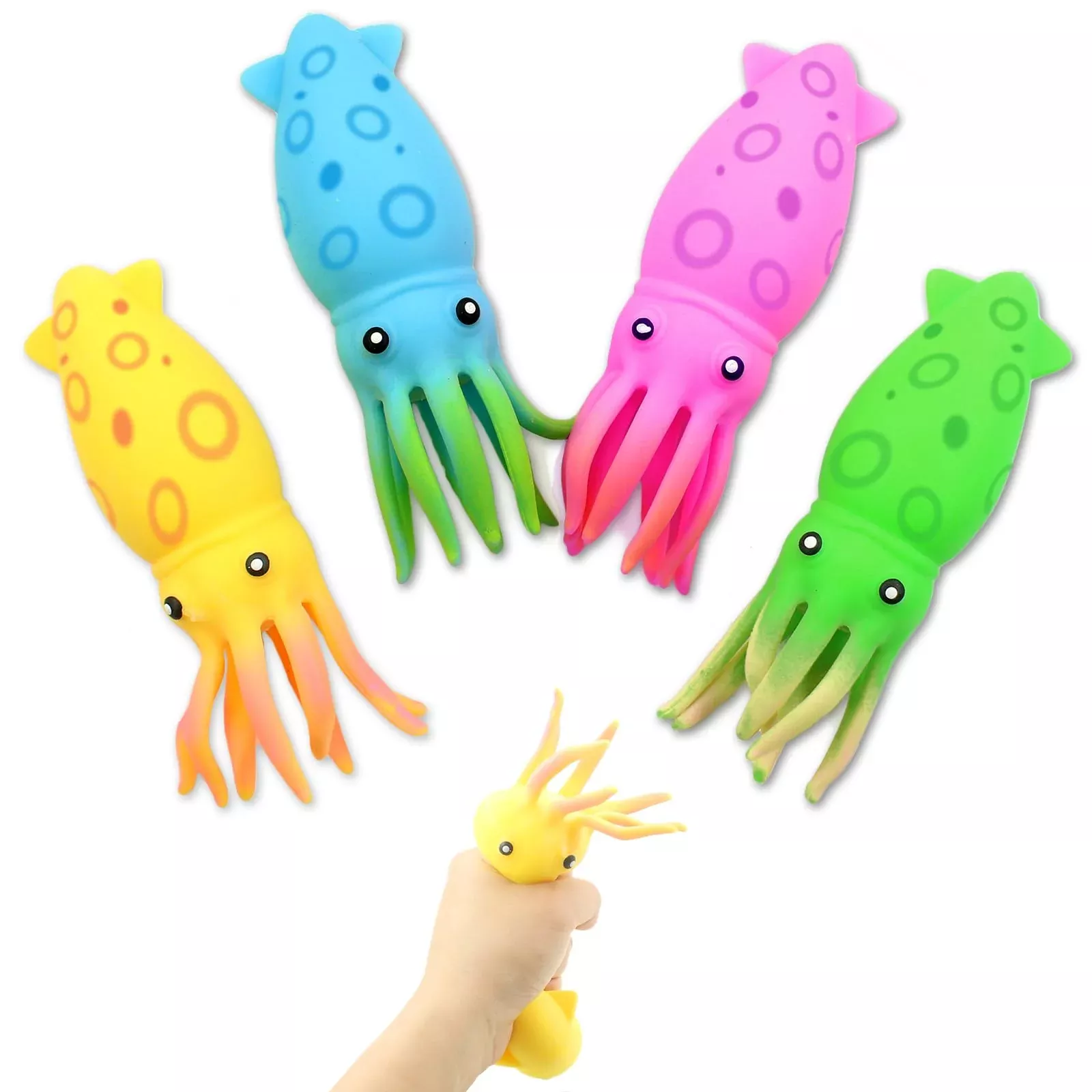 4 Pack Squid Stress Balls Toy For Kids,Squishy Toys For Classroom Priz