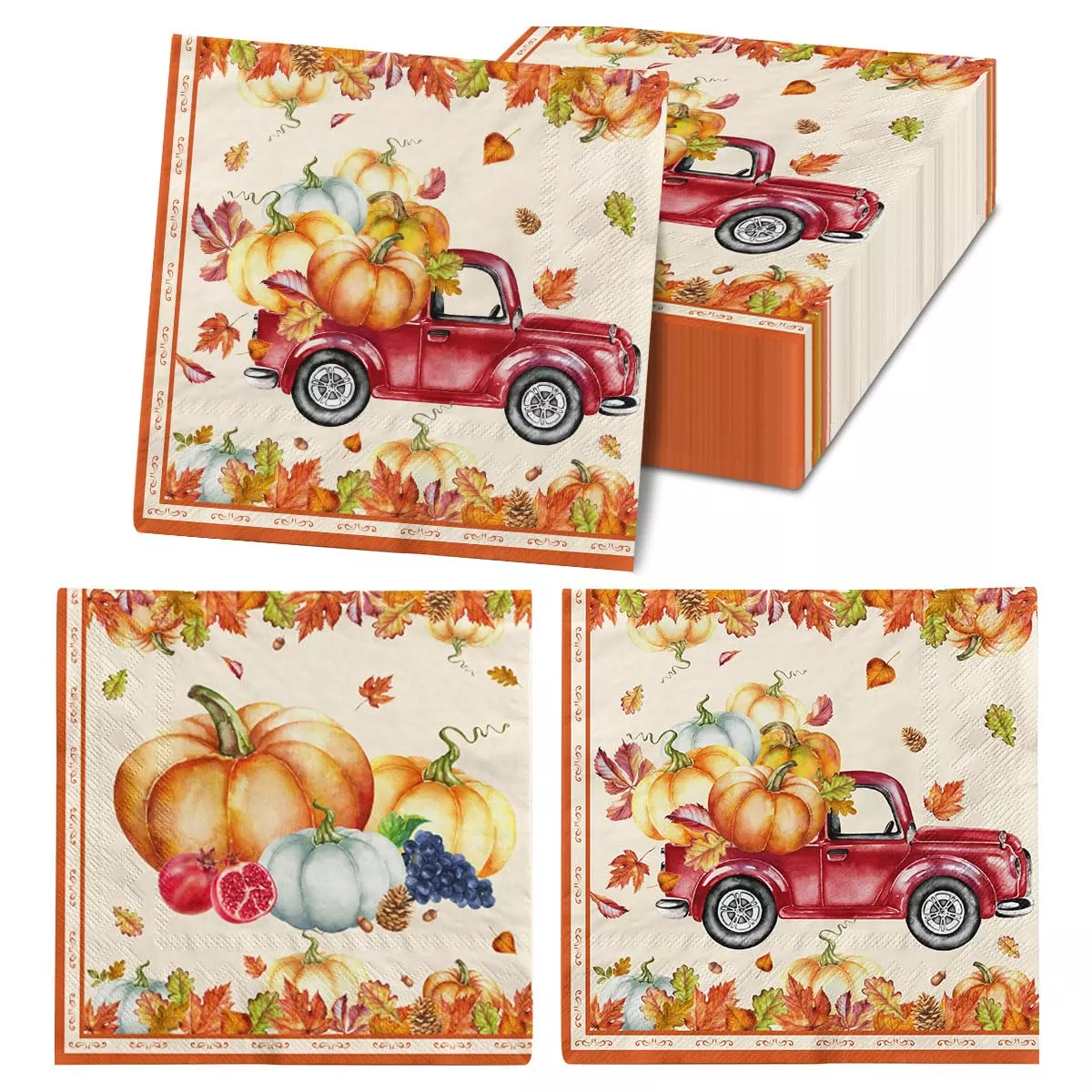 40 Pcs Fall Napkins, Fall Party Decorations Pumpkin Napkins, Thanksgiv