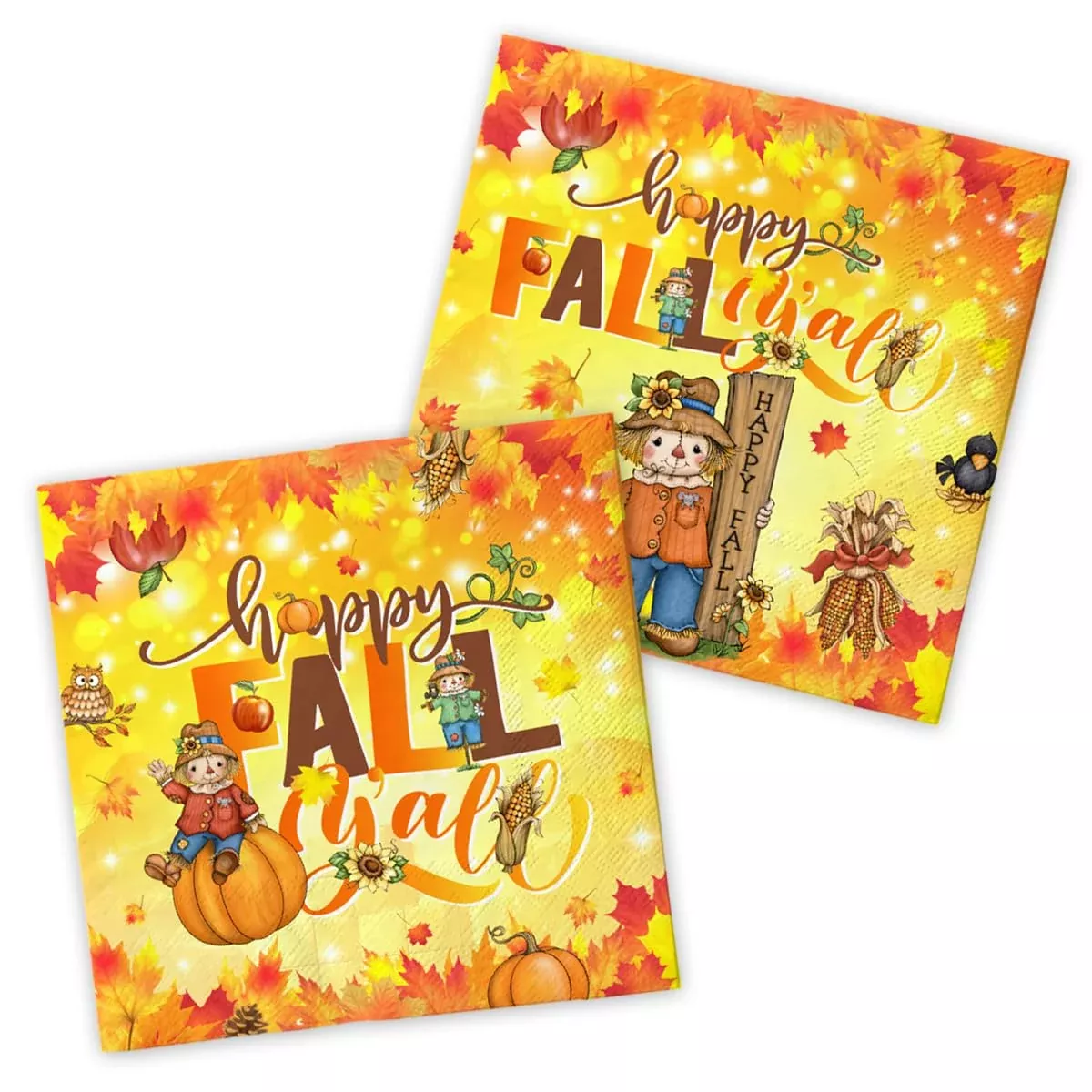 40Pcs Fall Napkins-Happy Fall Y'All Decorations Scarecrow Thanksgiving