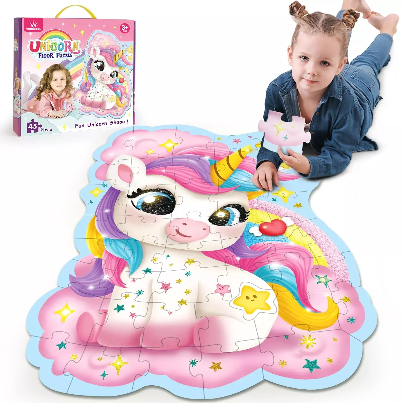 45 Piece Unicorn Floor Puzzle, Large Special Shapes Puzzles For Kids A