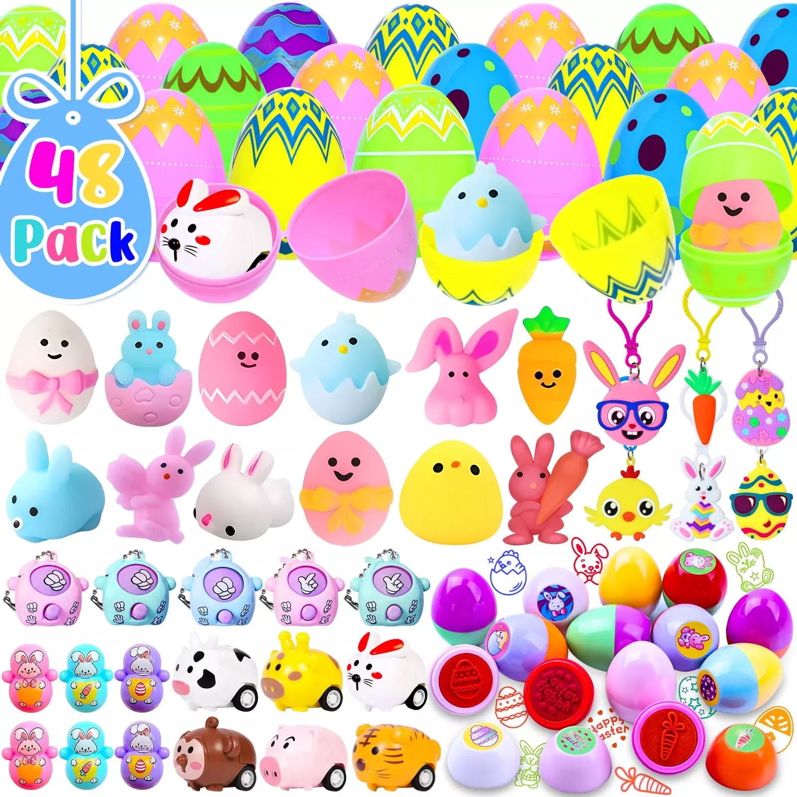 48 Pack Easter Egg Fillers,Easter Basket Stuffers With Assorted Easter