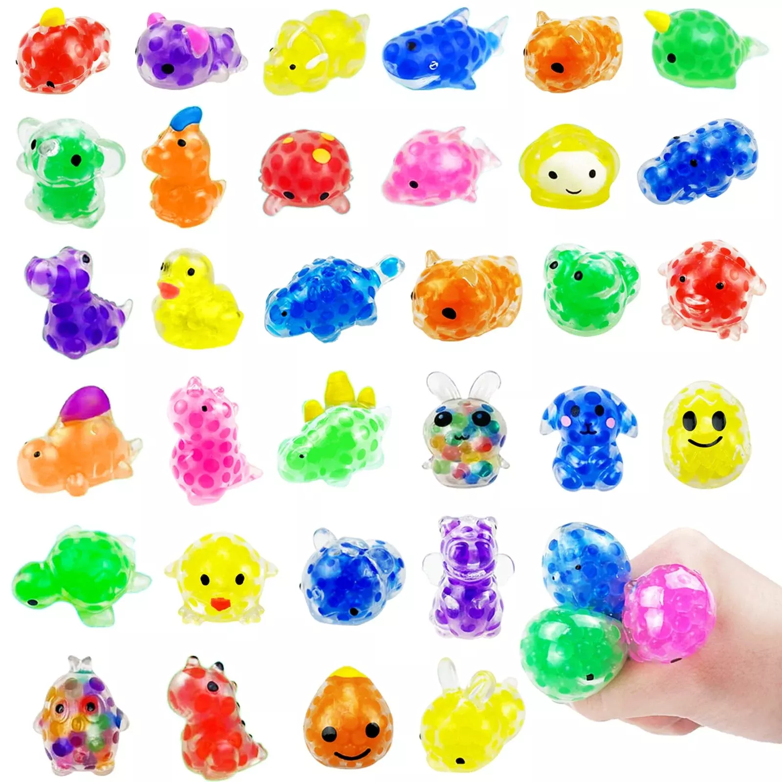 50Pcs Mini Stress Balls, Random Kawaii Squishies Bulk, Classroom Prize