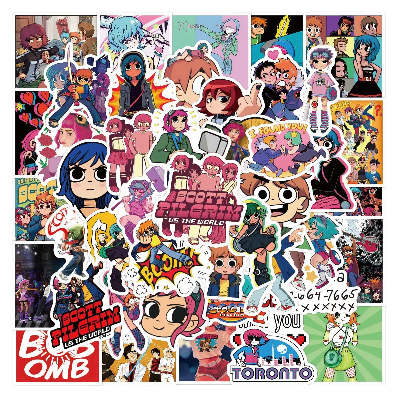 55 Pcs Scott Pilgrim Stickers Waterproof Vinyl Stickers For Water Bott