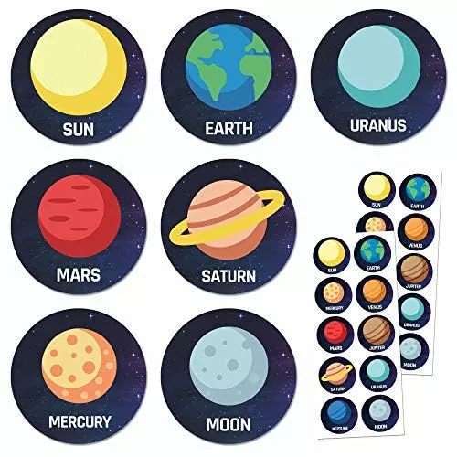 60 Sheets, 600 Stickers - Planet Solar System Stickers For Kids, 1.5''