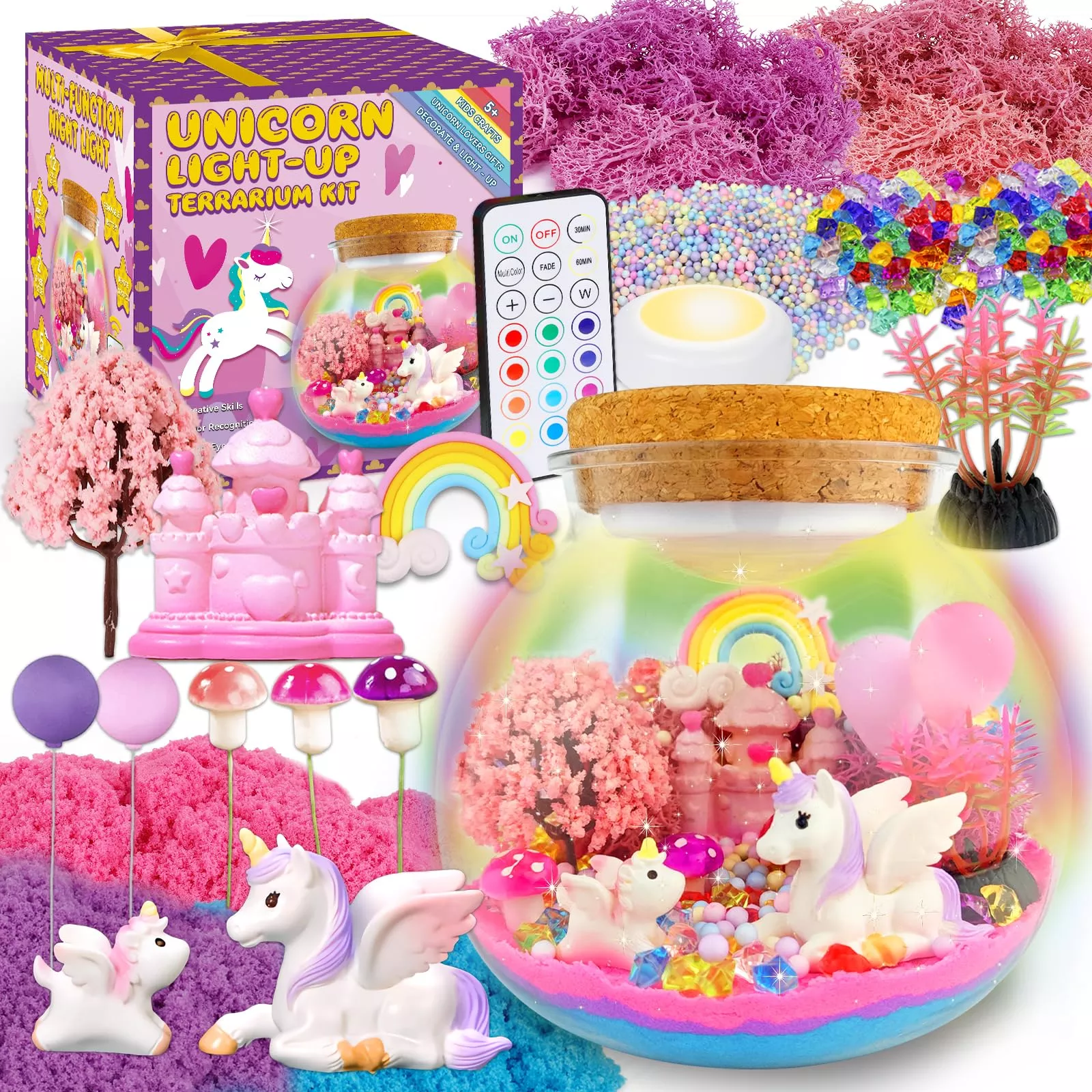 7july Unicorn Terrarium Kit for Girls 5-12, Multicolor, Small