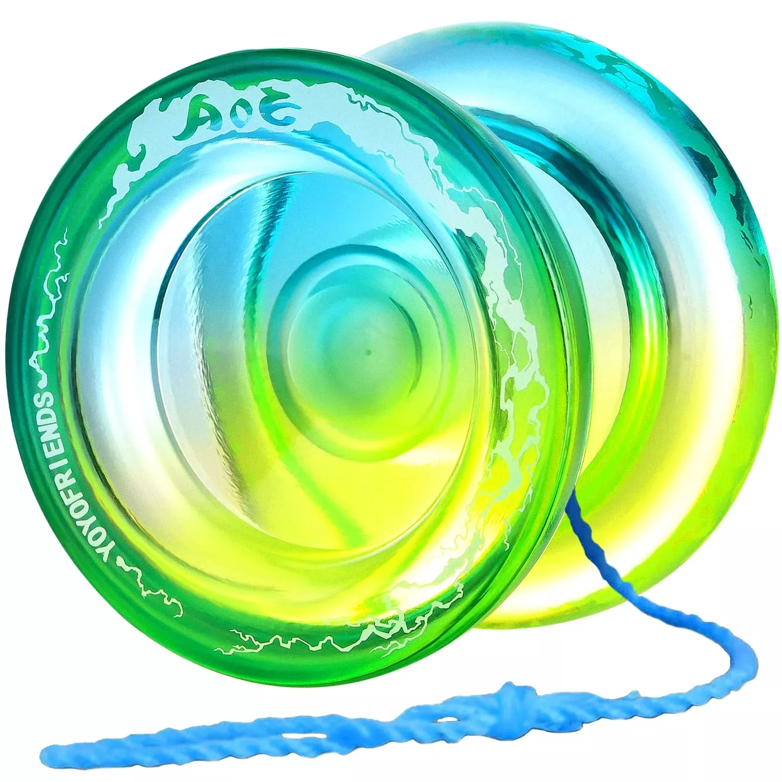 7YO AOE Responsive Yoyo for Beginners, Blue Yellow, 58mm