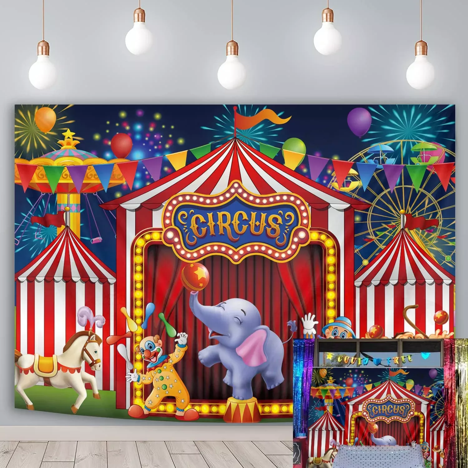 8X6Ft Red Circus Backdrop Amusement Park Tents Stratus Playground Carn