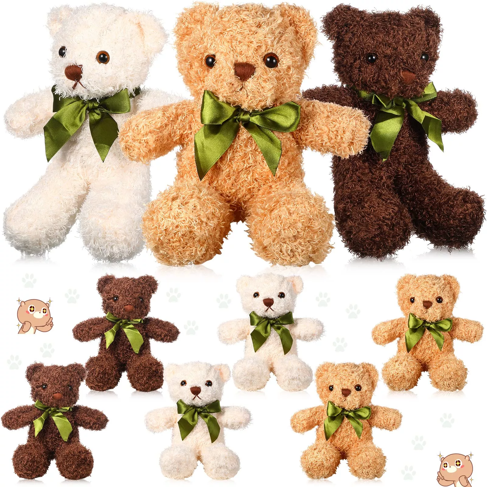 9 Pieces Cute Bear Stuffed Animals 10 Inch Soft Plush Stuffed Bears To