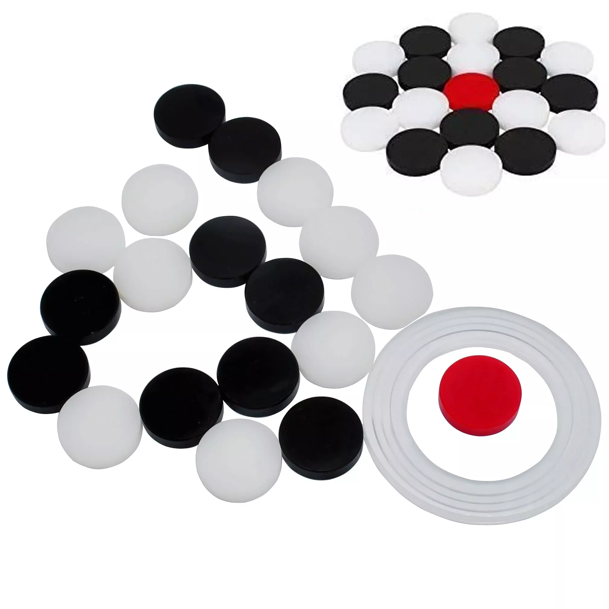 AAProTools Carrom Board Coins with Striker Plastic Set of 20 DISKS, (I