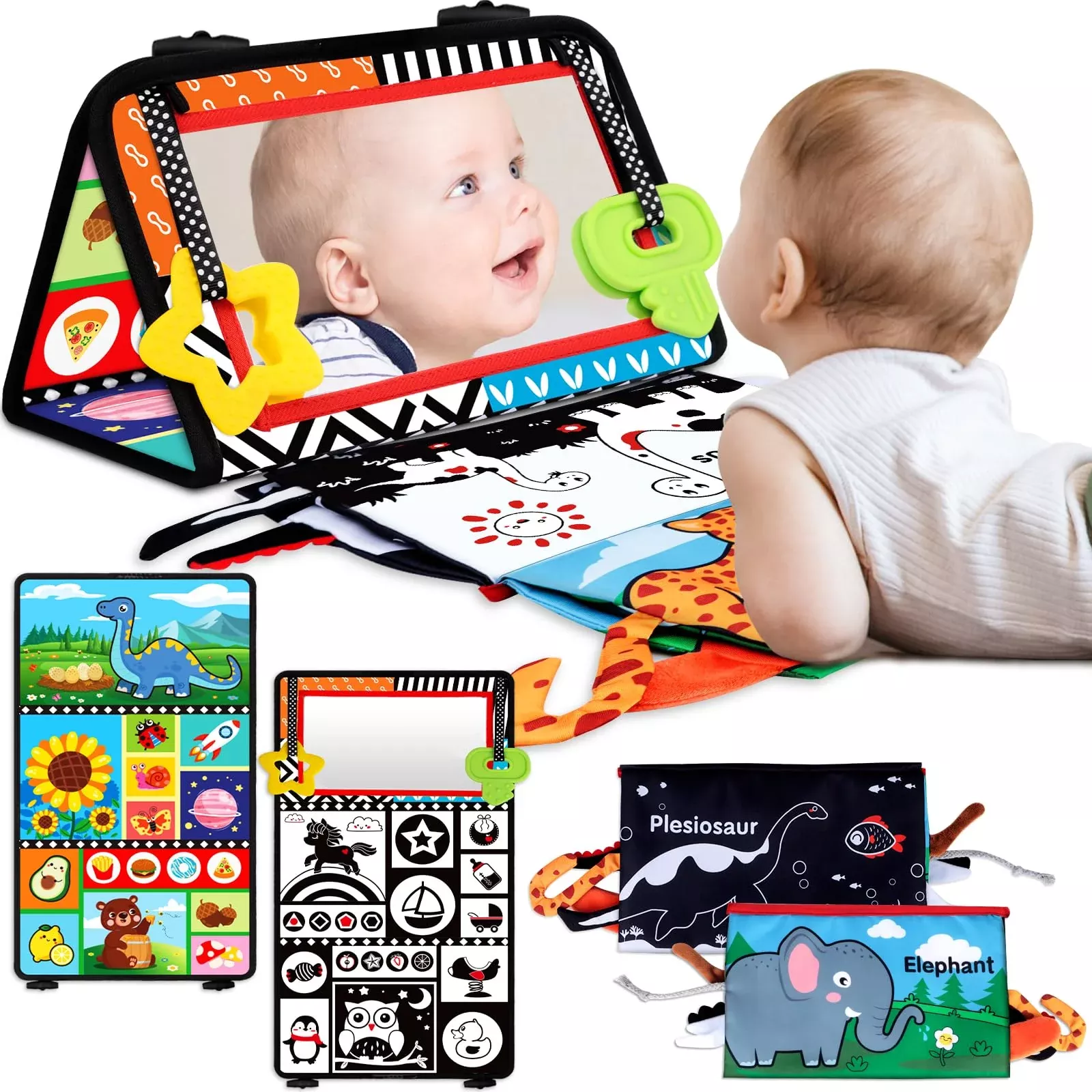 Aboosam Tummy Time Toys for Babies 0-12 Months, Medium, Multi