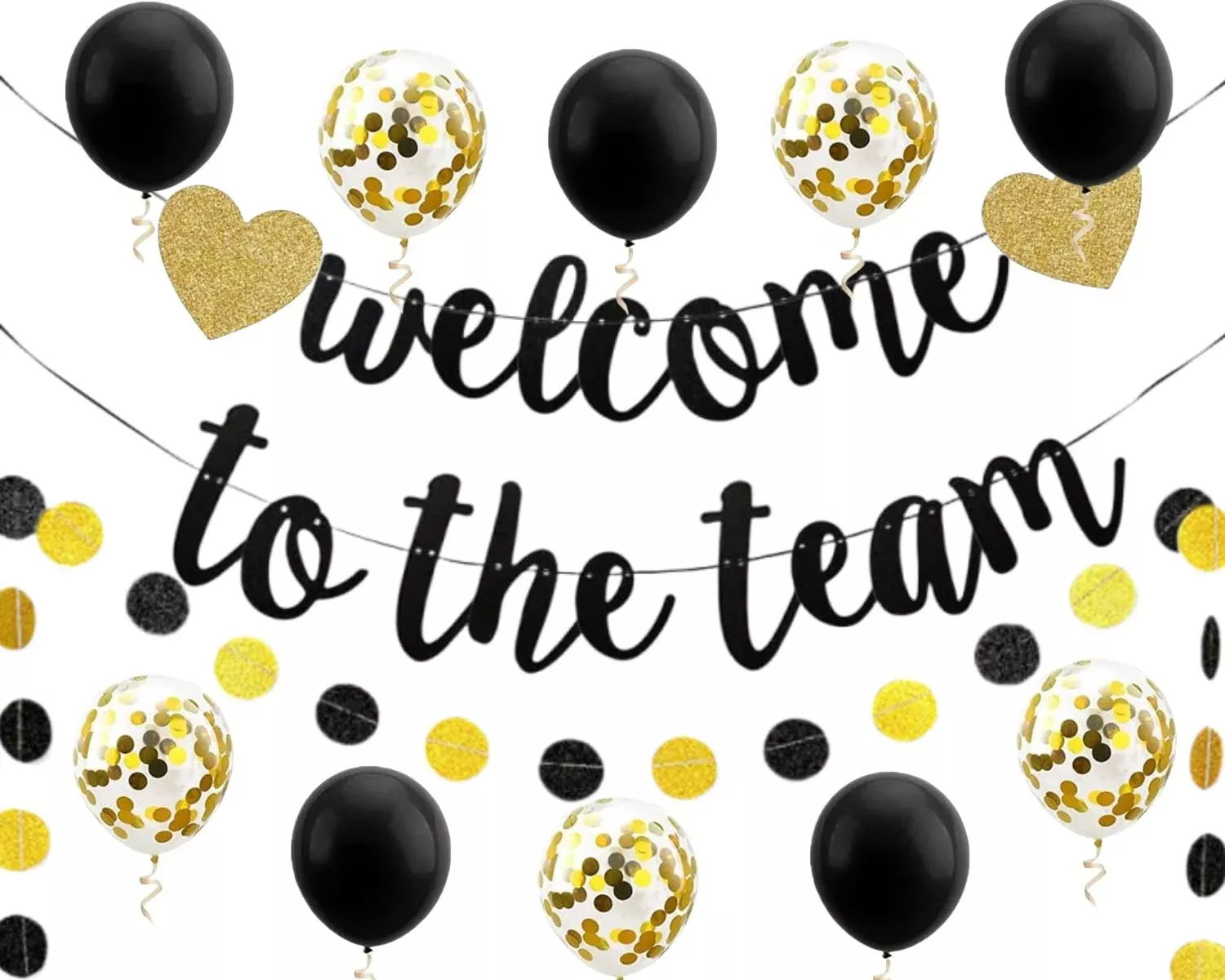 AccuLess Welcome to The Team Banner Set - Black & Gold, 1 Banner,