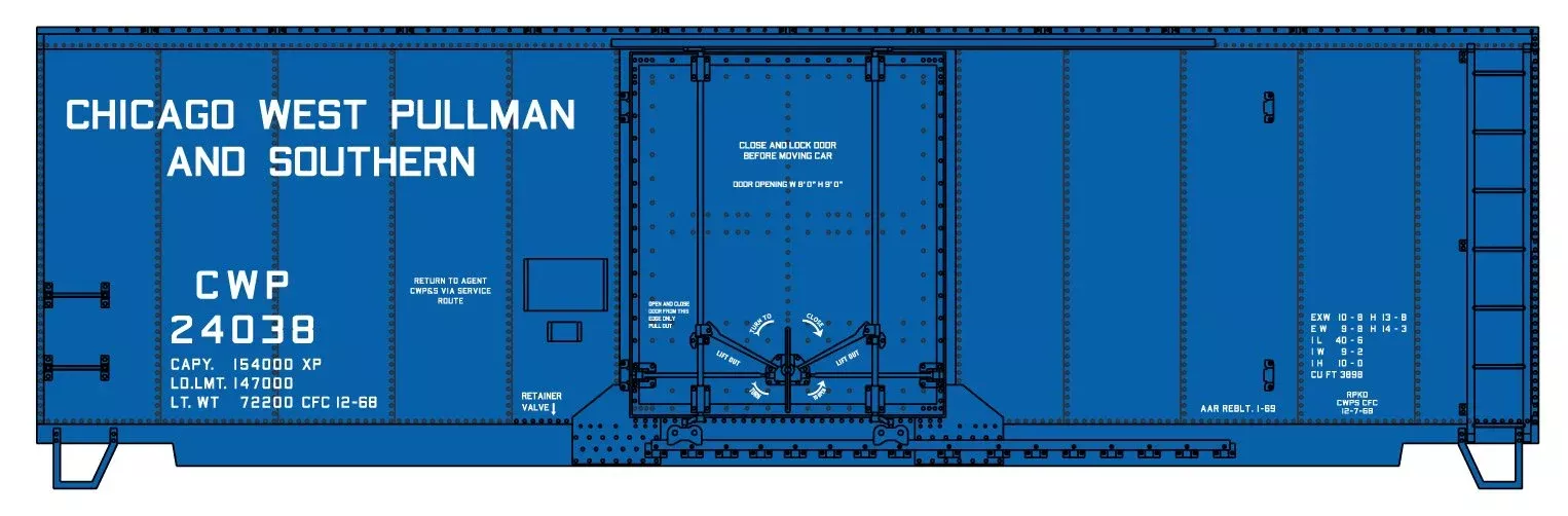 Accurail 3140 HO Scale AAR 40' Boxcar Kit Chicago West Pullman & Southern CWP 24038