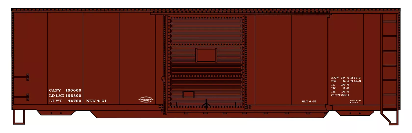 Accurail 3499 HO Scale 40' PS-1Boxcar Kit Oxide Red Data Only