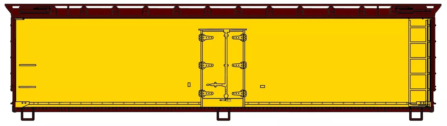Accurail 4900 HO Scale 40' Wood Reefer Kit As-Built Yellow Unlettered