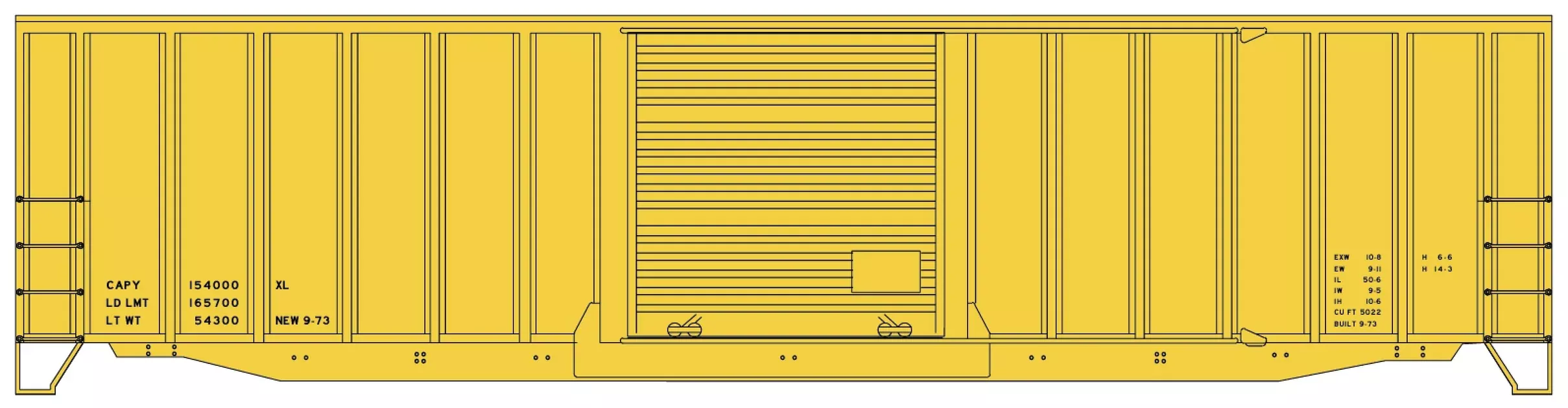 Accurail 5695 HO Scale 50' AAR Exterior Post Boxcar Kit Data Only - Yellow