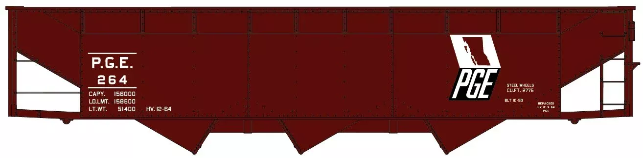 Accurail 7568 HO Scale 70 Ton 3 Bay Hopper Kit Pacific Great Eastern PGE 264