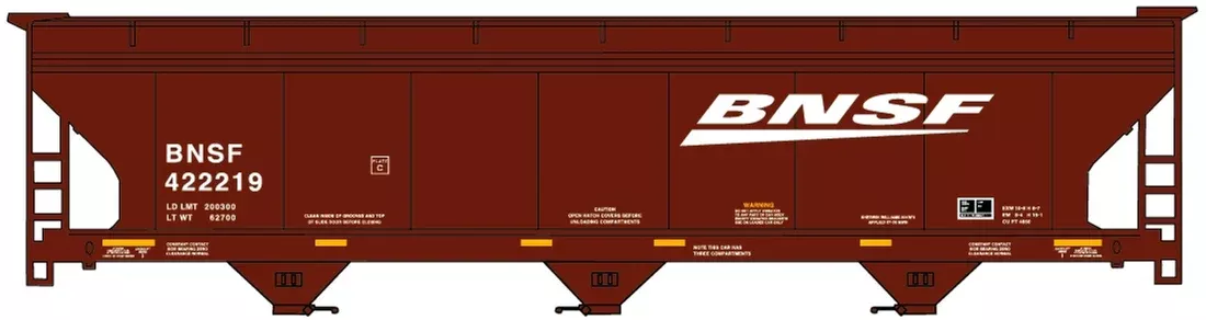 Accurail 81771 HO Scale ACF 3 Bay Covered Hopper Kit BNSF (# Varies)
