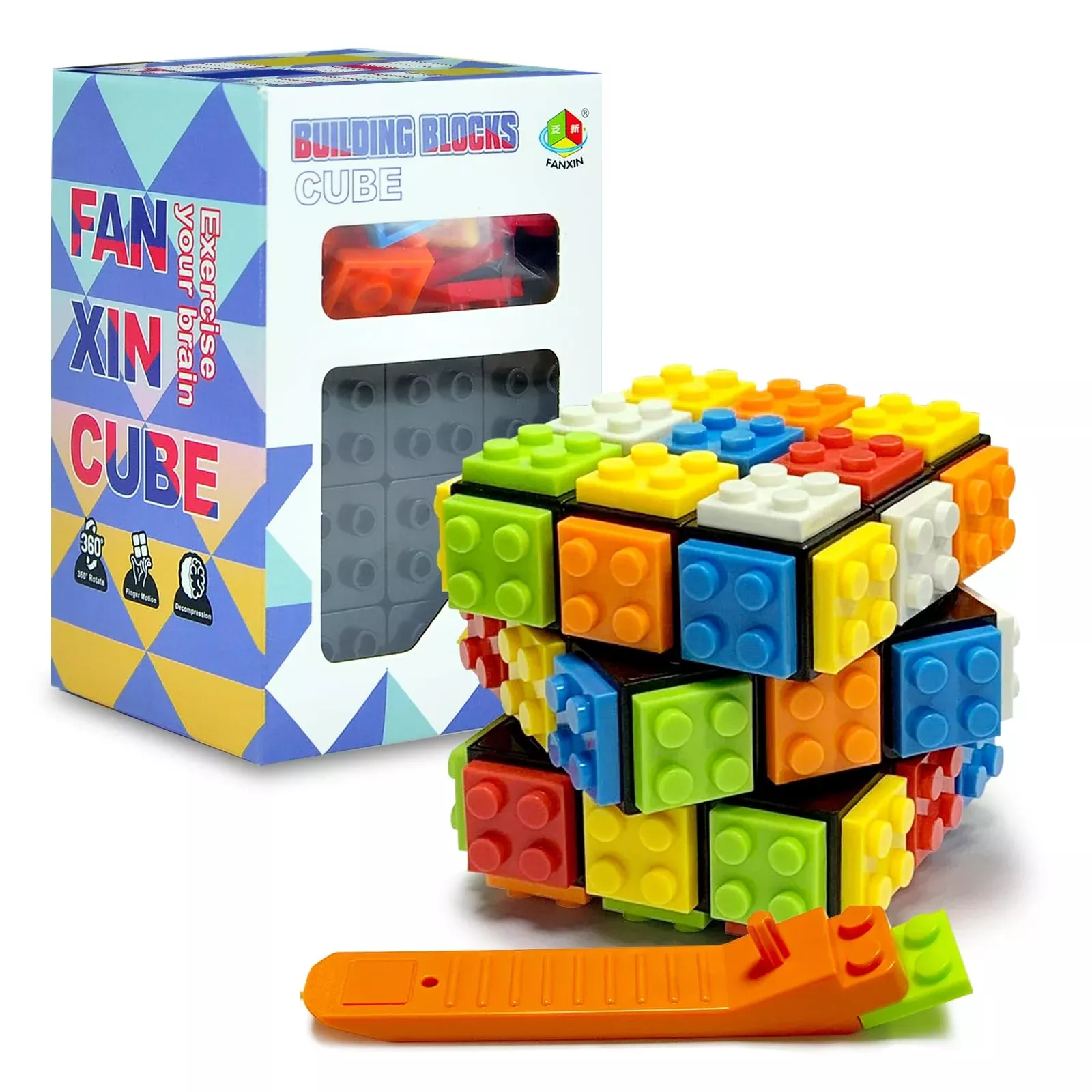 ACROFEK 3x3 Speed Cube Puzzle Toy Black Building Blocks 2-in-
