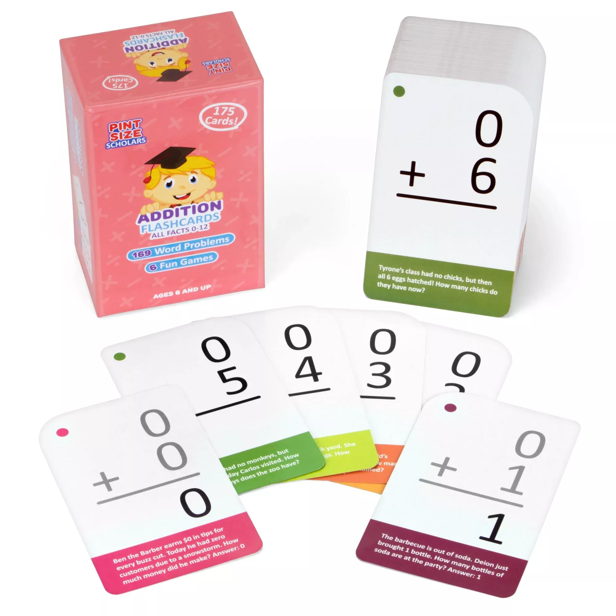 Addition Math Flash Cards With Word Problems - 175 Self-Checking Cards