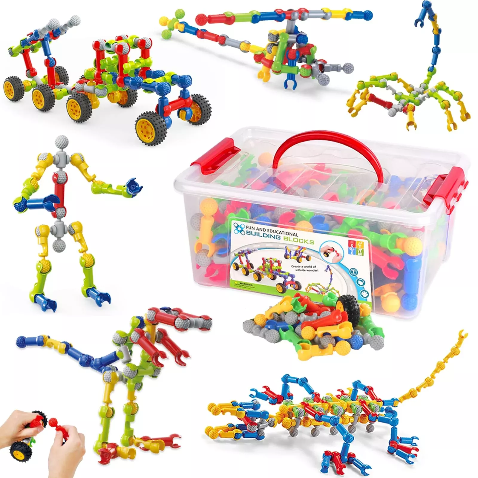 Afomida 170 Pcs STEM Building Toys for Kids 4-8, Gray Plastic Educatio