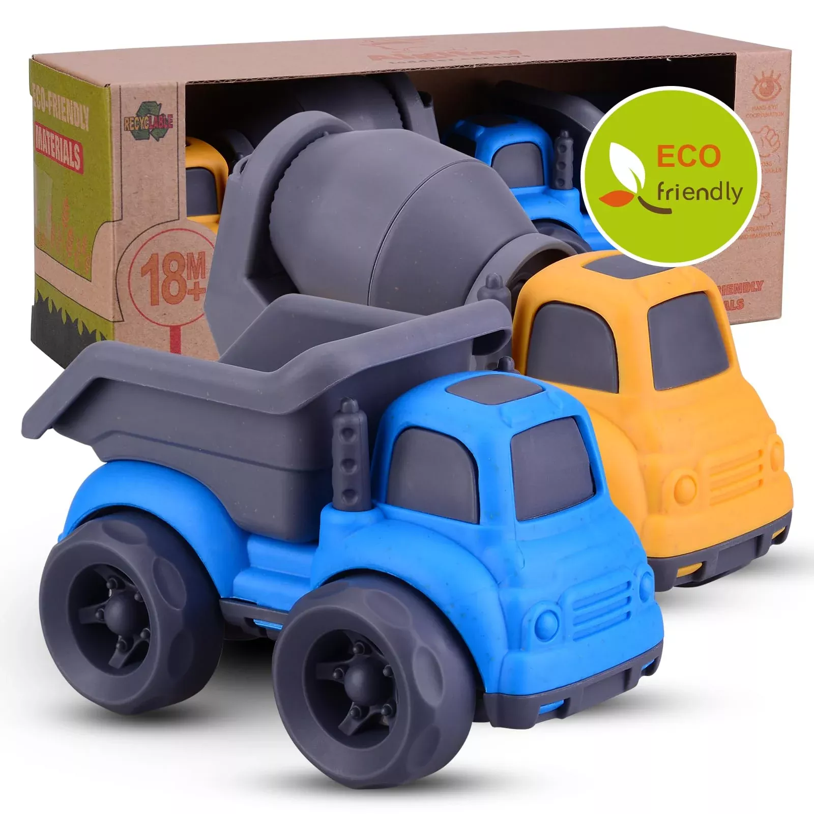 Aigitoy Dump Truck & Cement Mixer Set, Blue, Standard Size, 2pcs