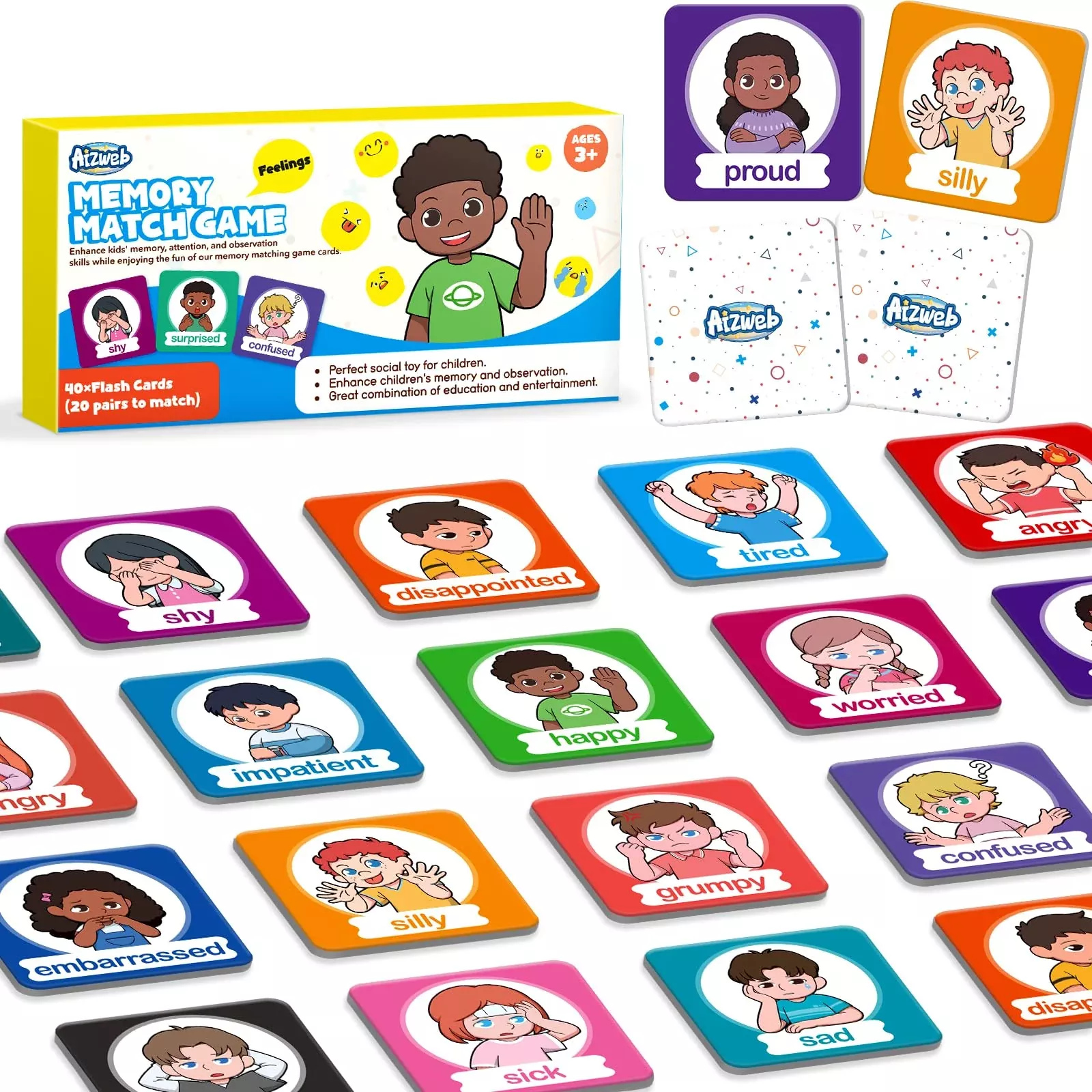 Aizweb Feelings Emotions Match Game,Memory Game,Social Emotional Learn