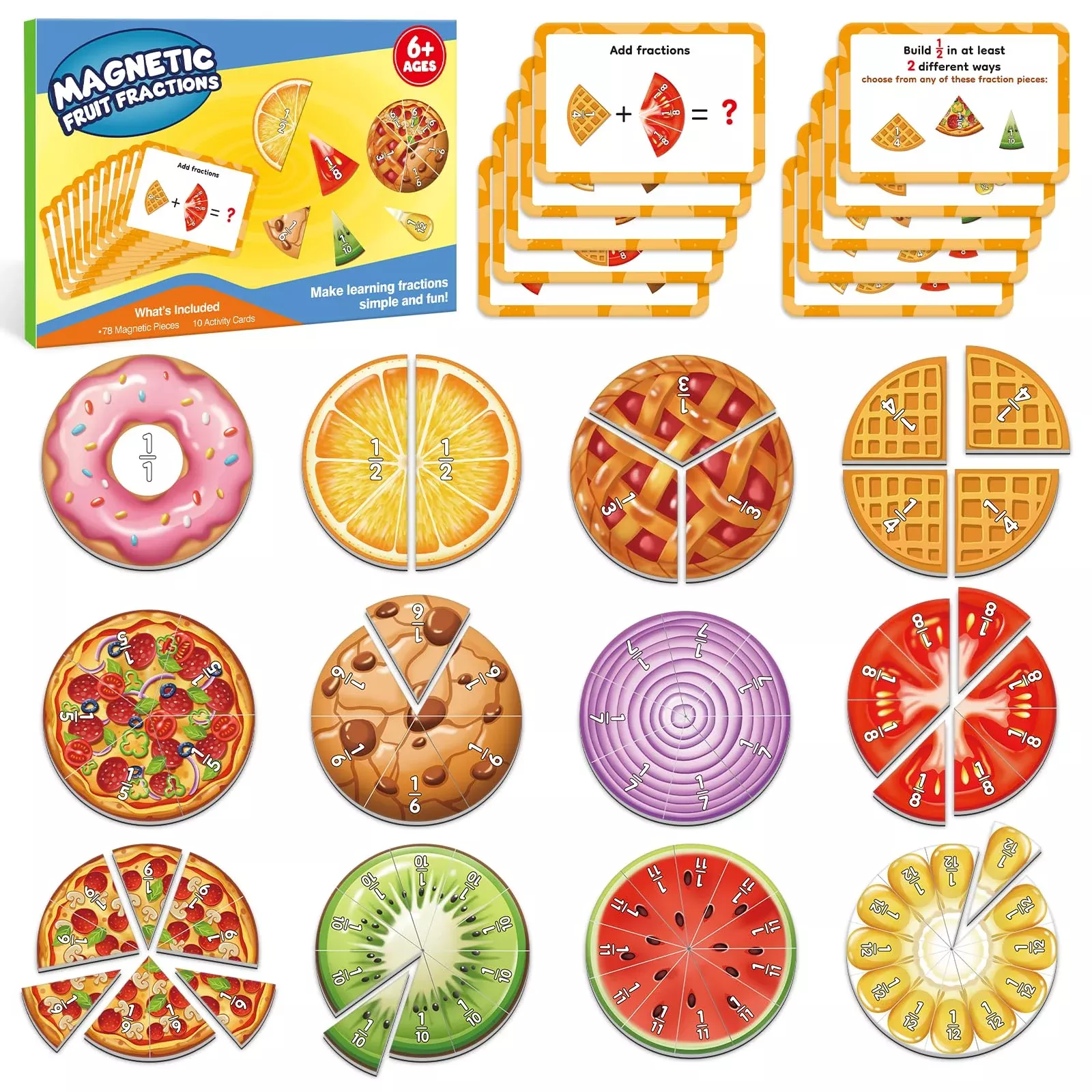 Aizweb Magnetic Fraction Tiles & Circles, Bars,Math Manipulatives, Fra